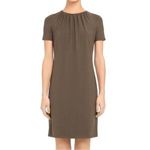 THEORY Gather Tee Dress Rubric Grayish Brownish Greenish S  Drapey Cotton Modal
